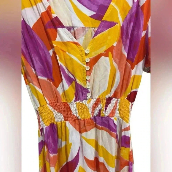 Abel the Label Anthropologie Dress Swish Sz XS Hi Lo Orange purple sundress - Picture 8 of 9